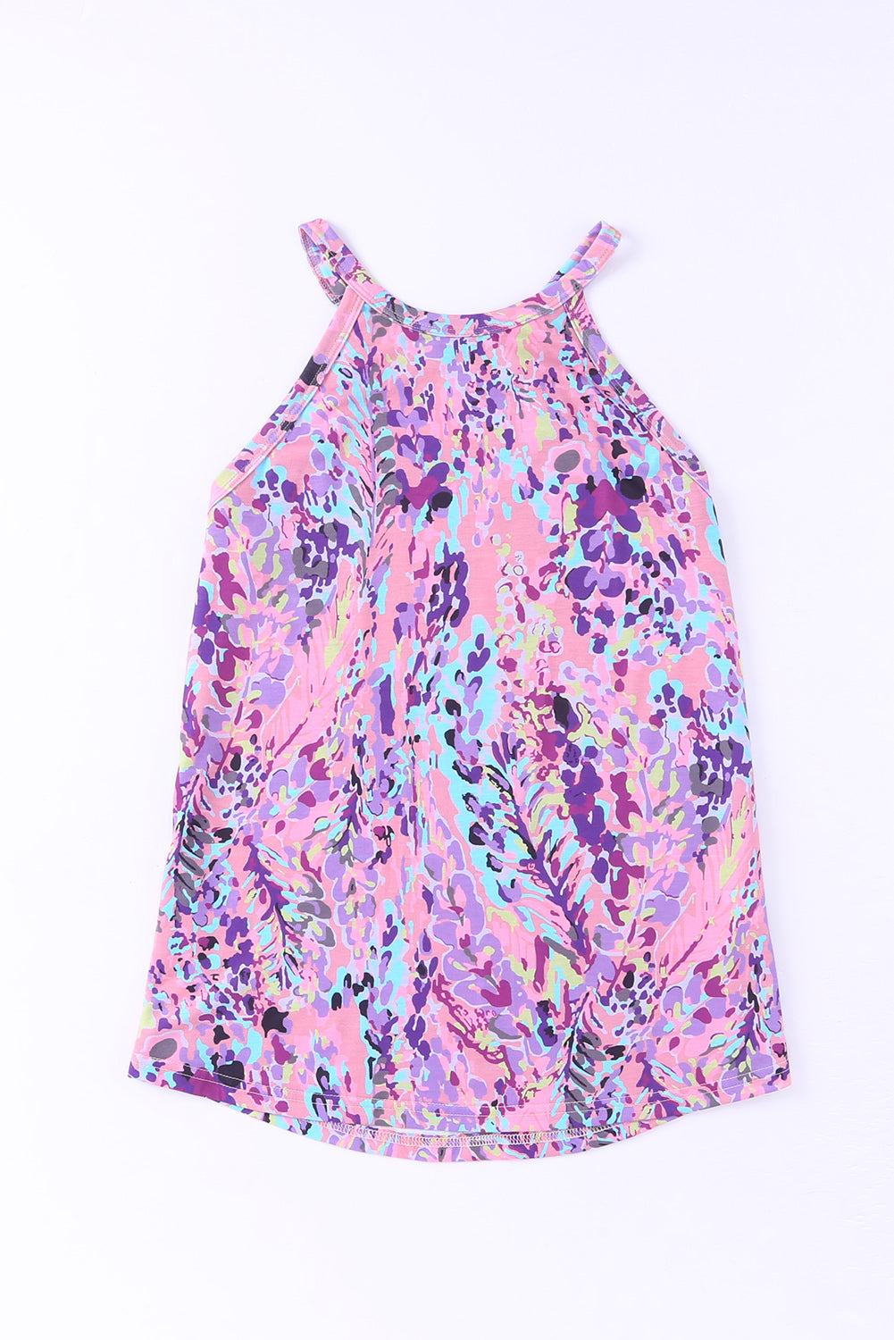Multicolor Floral Print Round Neck Plus Size Tank Top