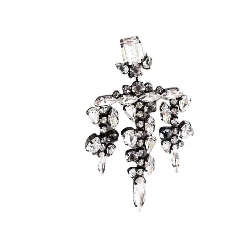 Luxury Sparkling Rhinestone Water Drop Tassel Earrings