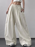 Striped Wide Leg Drawstring Pants Yellow Bazaare Mart Striped Wide Leg Drawstring Pants