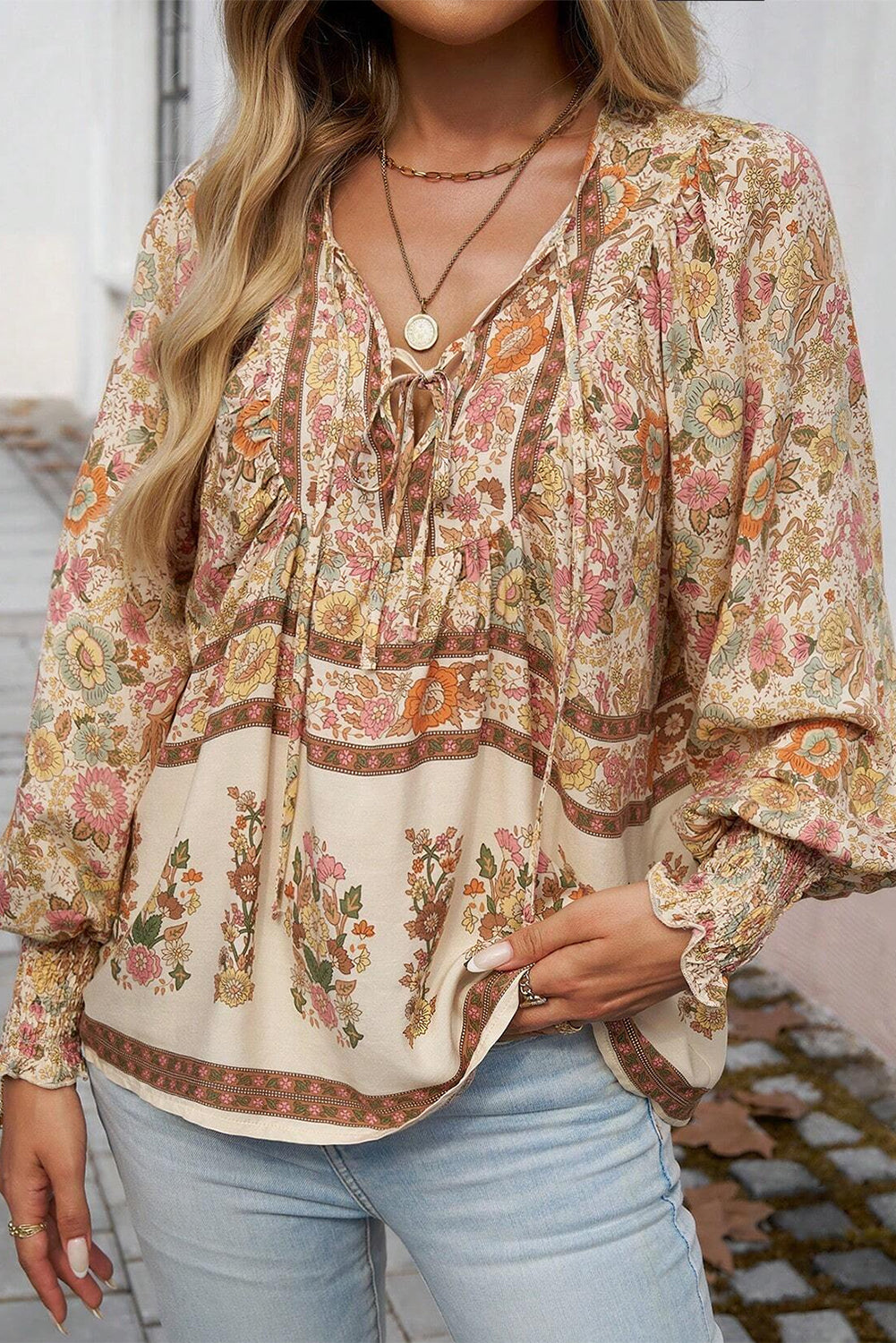 Yellow Boho Lantern Sleeve Blouse