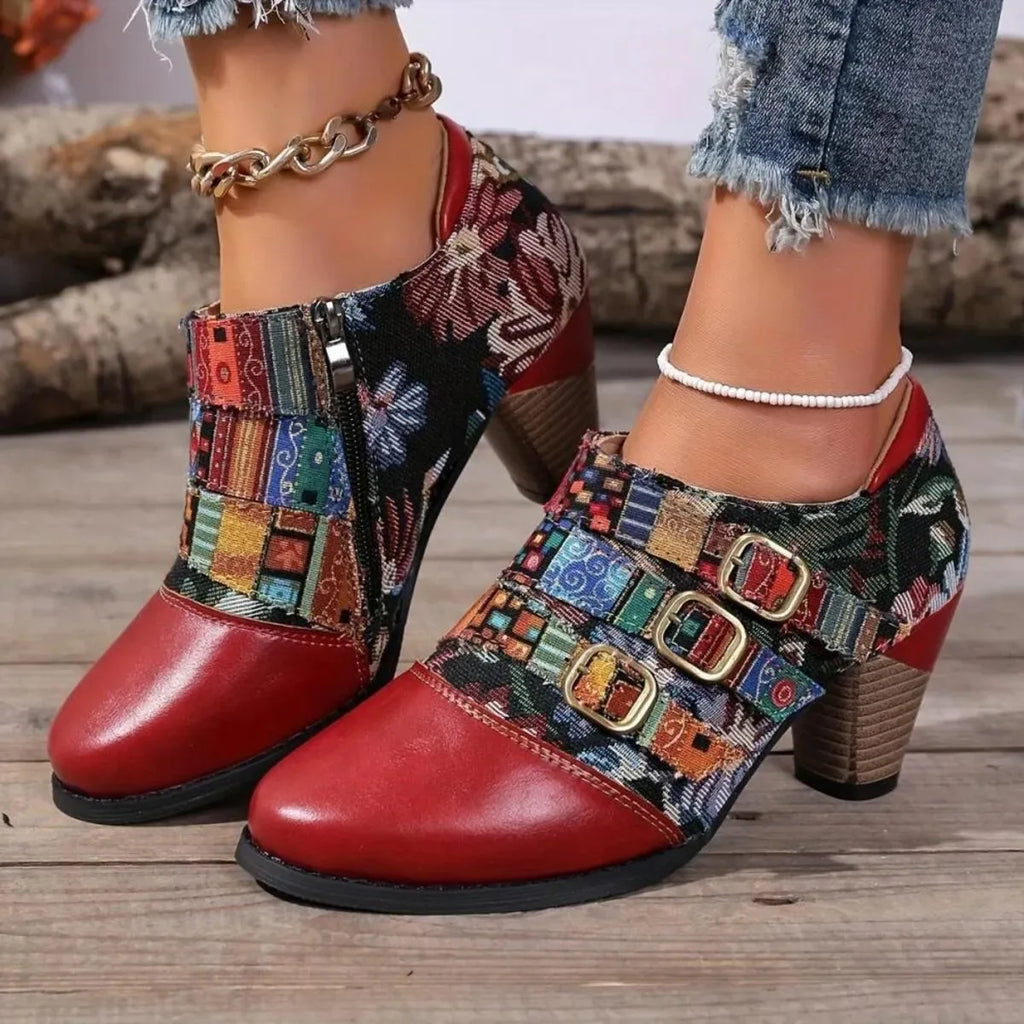 Vintage Bohemian Patchwork Ankle Boots Bazaare Mart Vintage Boot Shoes