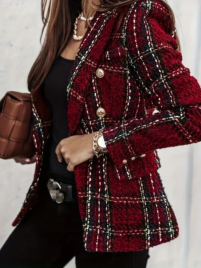 Classic Plaid Blazer Claret