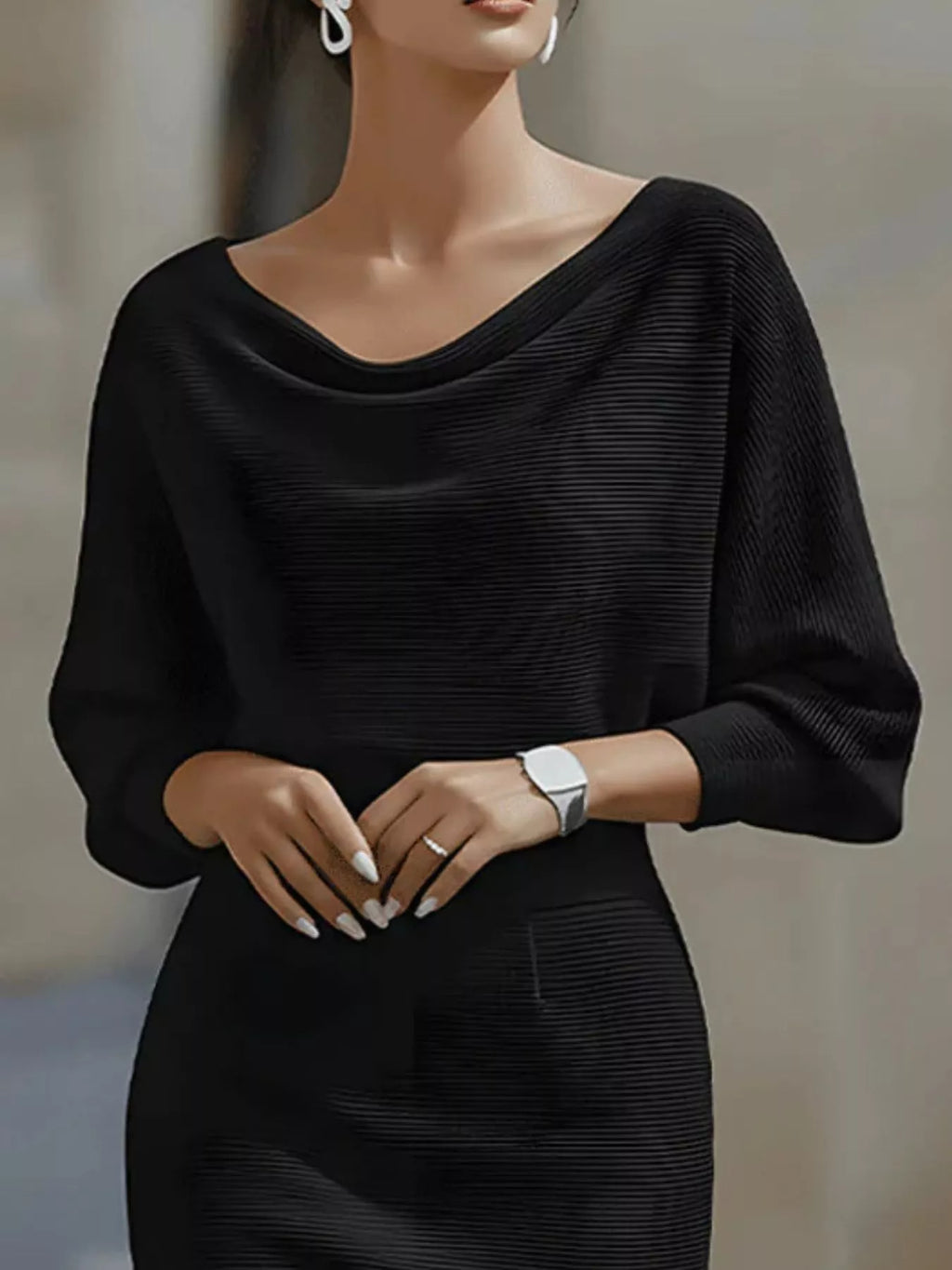 Cowl Neck Bodycon Midi Dress Trendsi Cowl Neck Bodycon Midi Dress