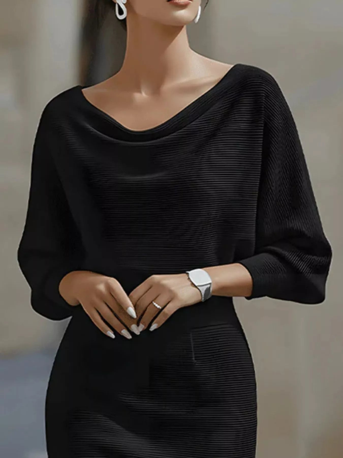 Cowl Neck Bodycon Midi Dress Trendsi Cowl Neck Bodycon Midi Dress