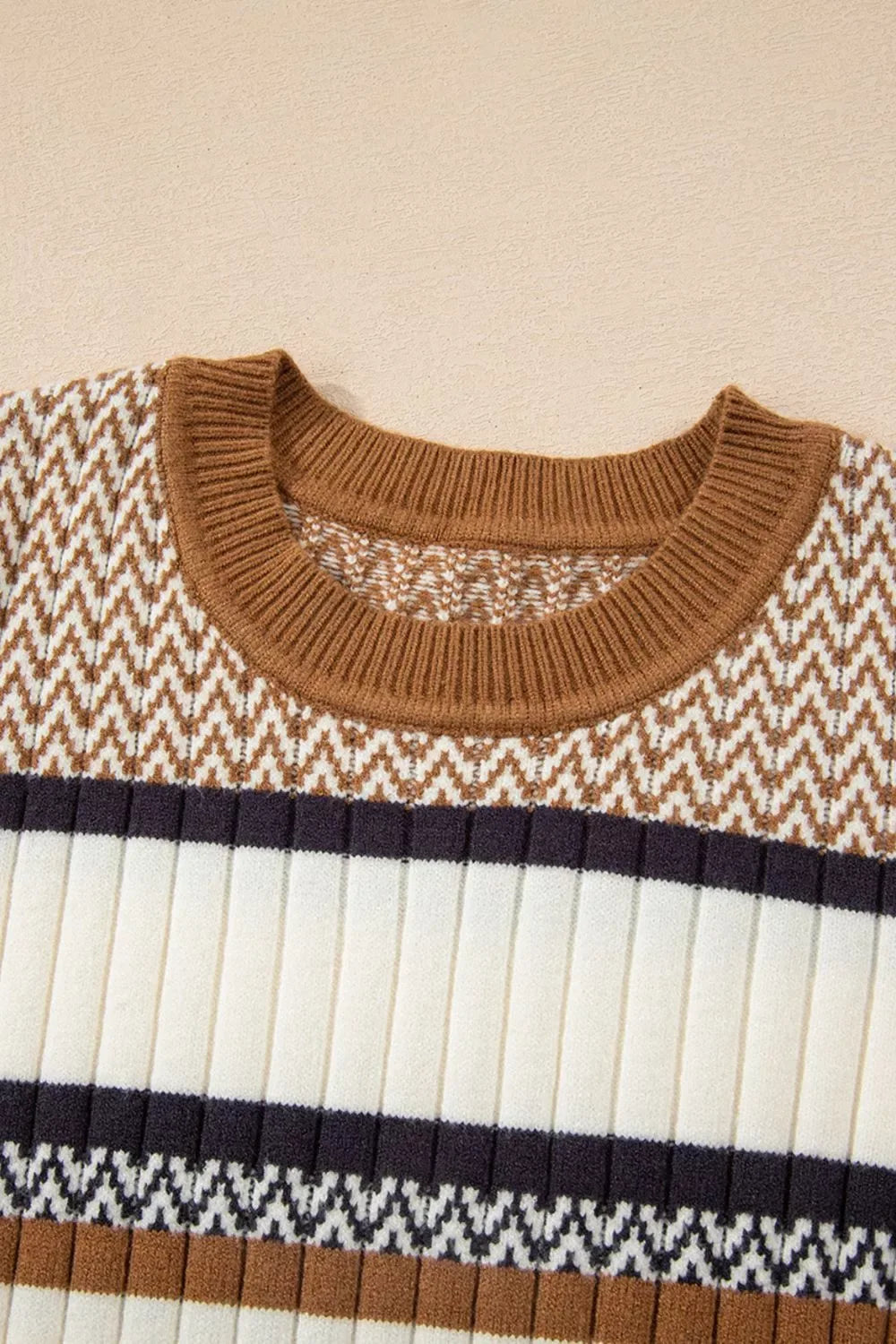Chevron Stripe Ribbed Slim Sweater Bazarre Mart Stripe Stylish Pattern Knitted Ribbed Trim Slim Top