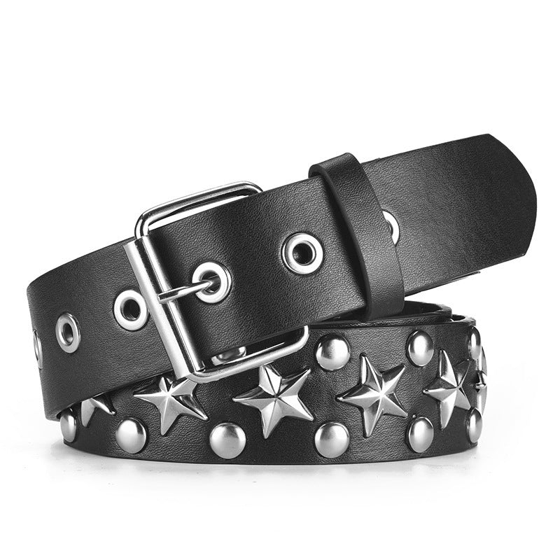 Star Embellished Black PU Belt