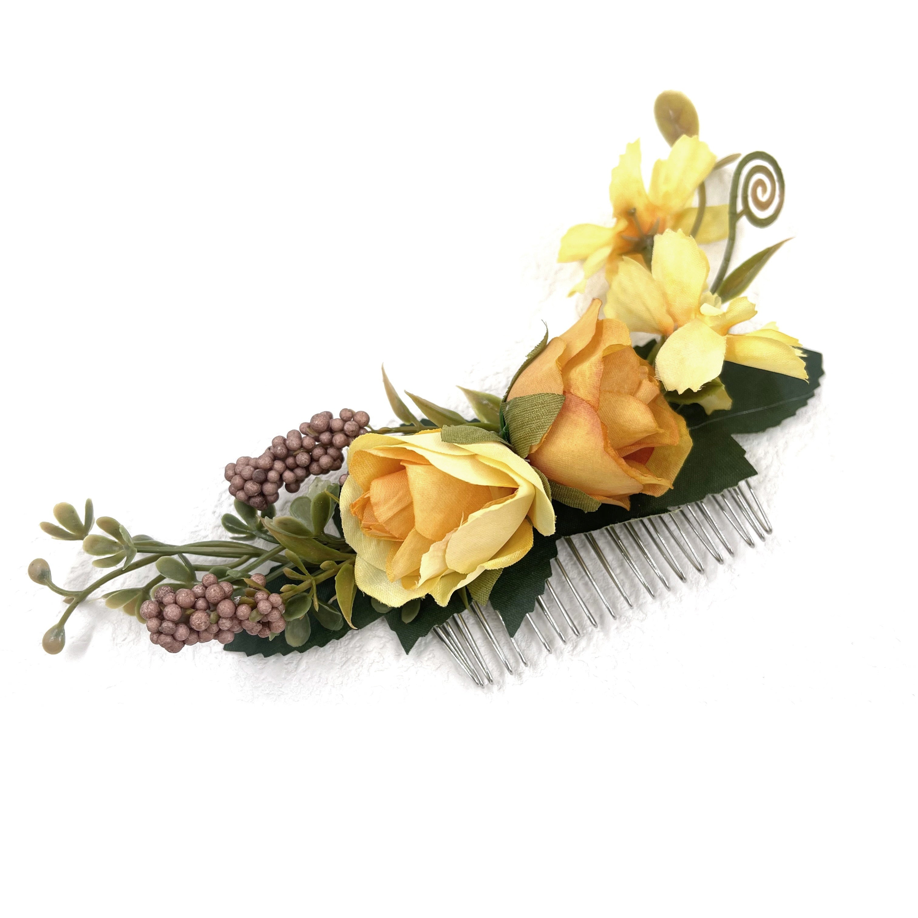 Elegant Fabric Roses Hair Combs