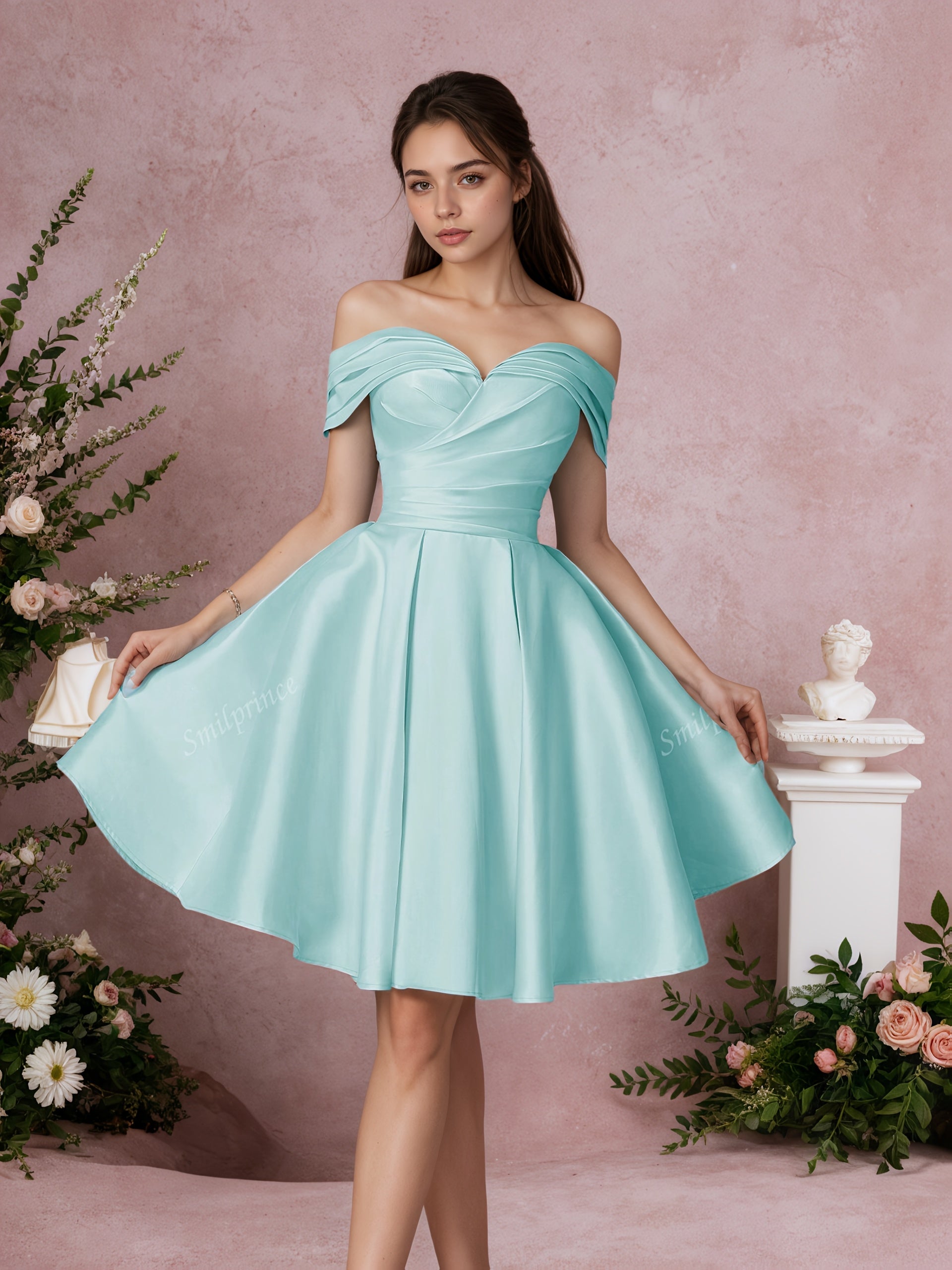 Elegant Sweetheart Off Shoulder Full Skirt Party Dress