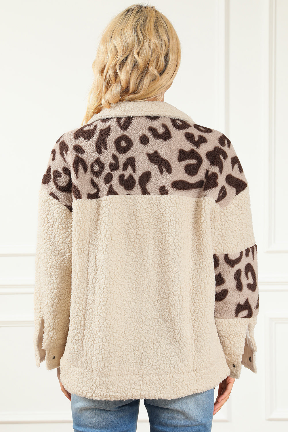 Beige Leopard Sherpa Jacket