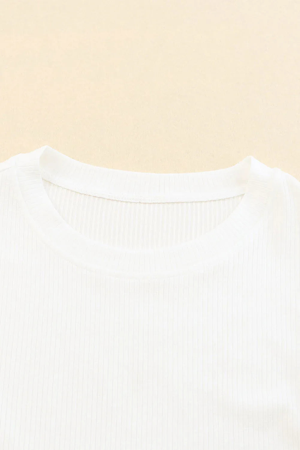 White Dotty Mesh Ruffle Sleeve Ribbed Knit Top Dear-Lover Dropshipping Tops/Tops & Tees