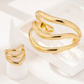 Personalized Retro Women's Ring Bracelet Ornament Suit Gold Bazaare Mart Bracelet Ring Set