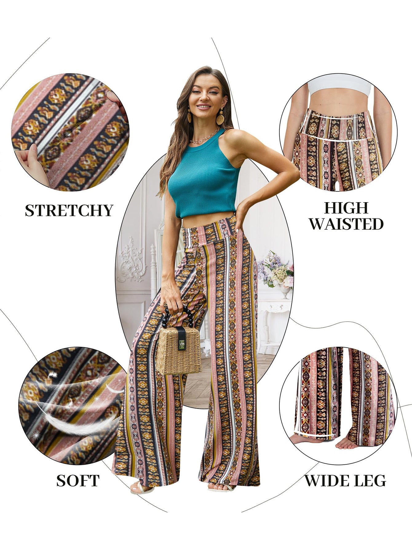 Striped Boho Wide-leg Pants