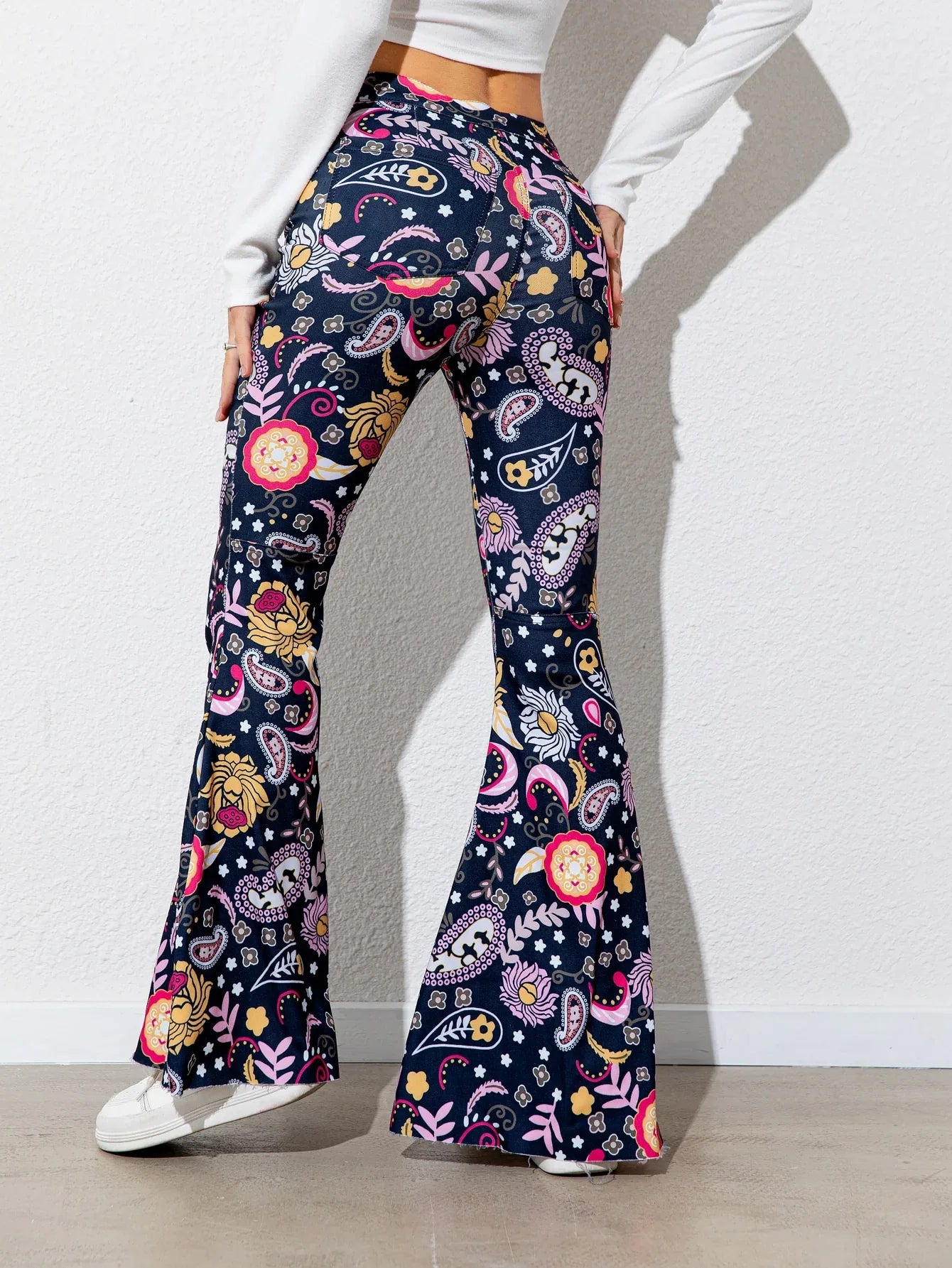 Printed High Waist Flare Leg Pants Bazarre Mart Flare Leg Pants
