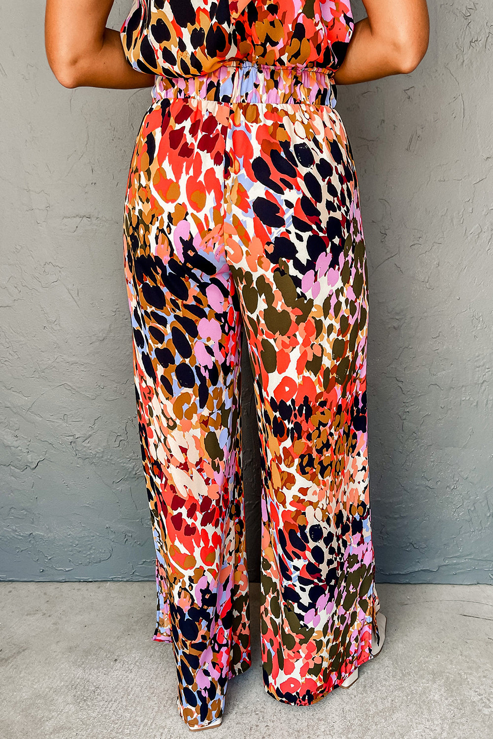 Multicolor Leopard Print Halter Top Jumpsuit