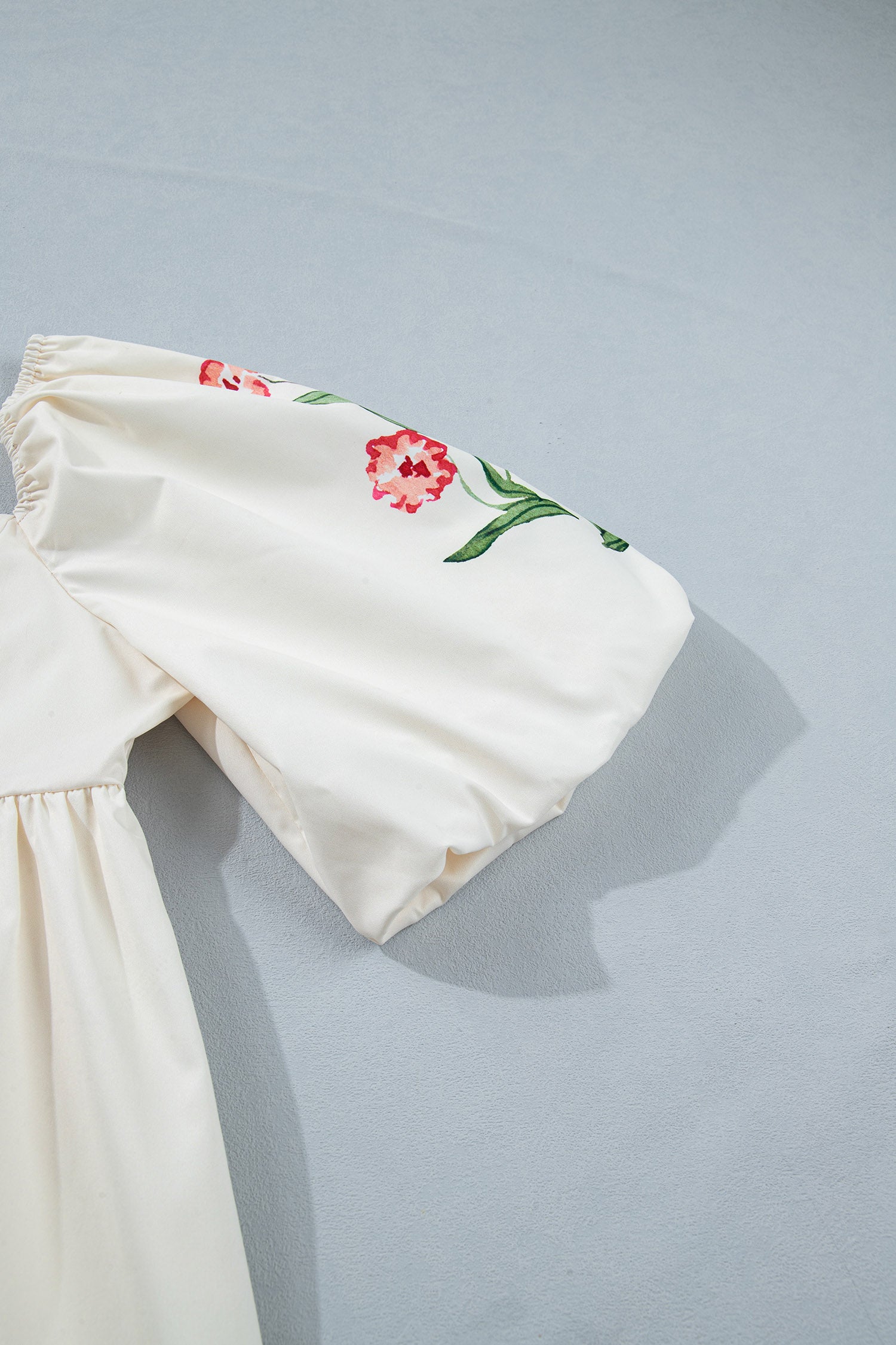 Beige Floral Babydoll Dress – Puff Sleeve Square Neck Mini Dress Dear-Lover Dropshipping Dresses/Mini Dresses