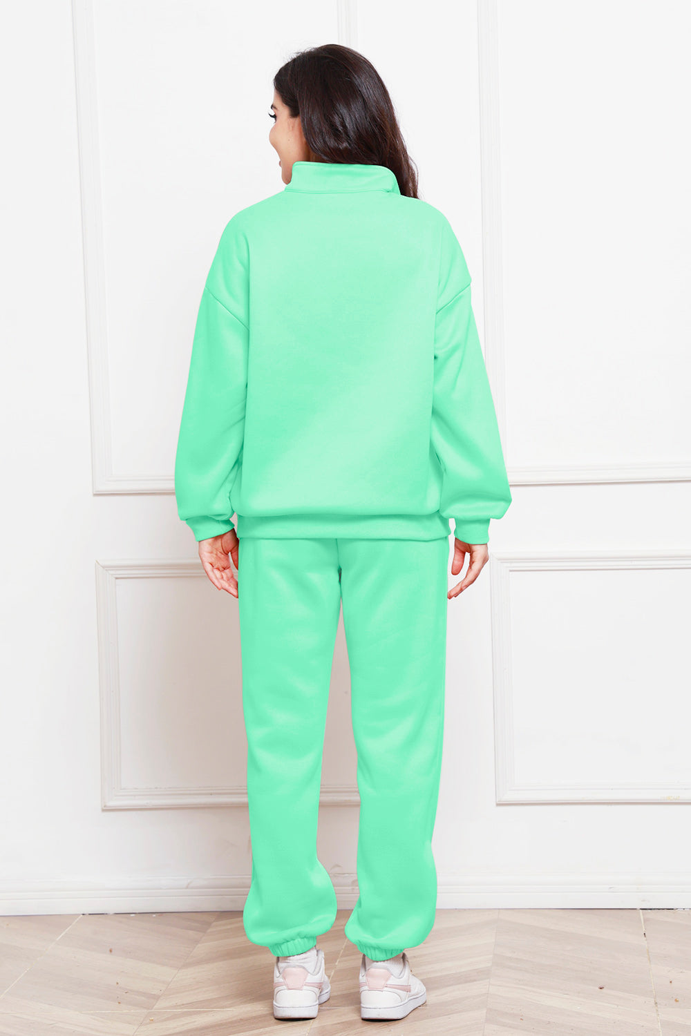 Lady's Solid Color Half Zip Sweatsuit