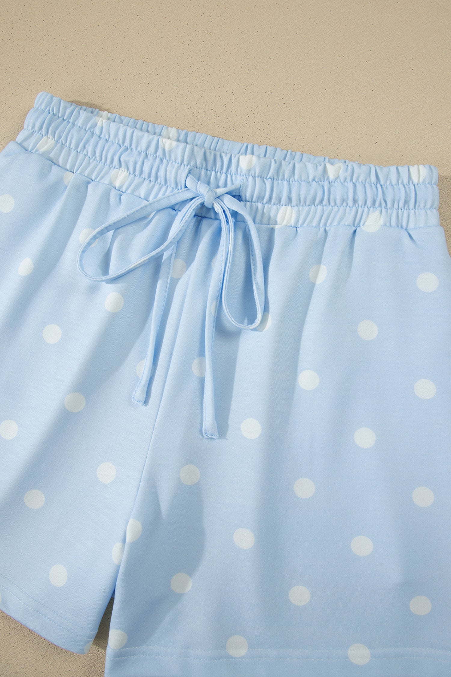 Women’s Polka Dot Shorts Set – Exposed Seam Tee & Drawstring Shorts Outfit Dear-Lover Dropshipping Two Piece Sets/Short Sets