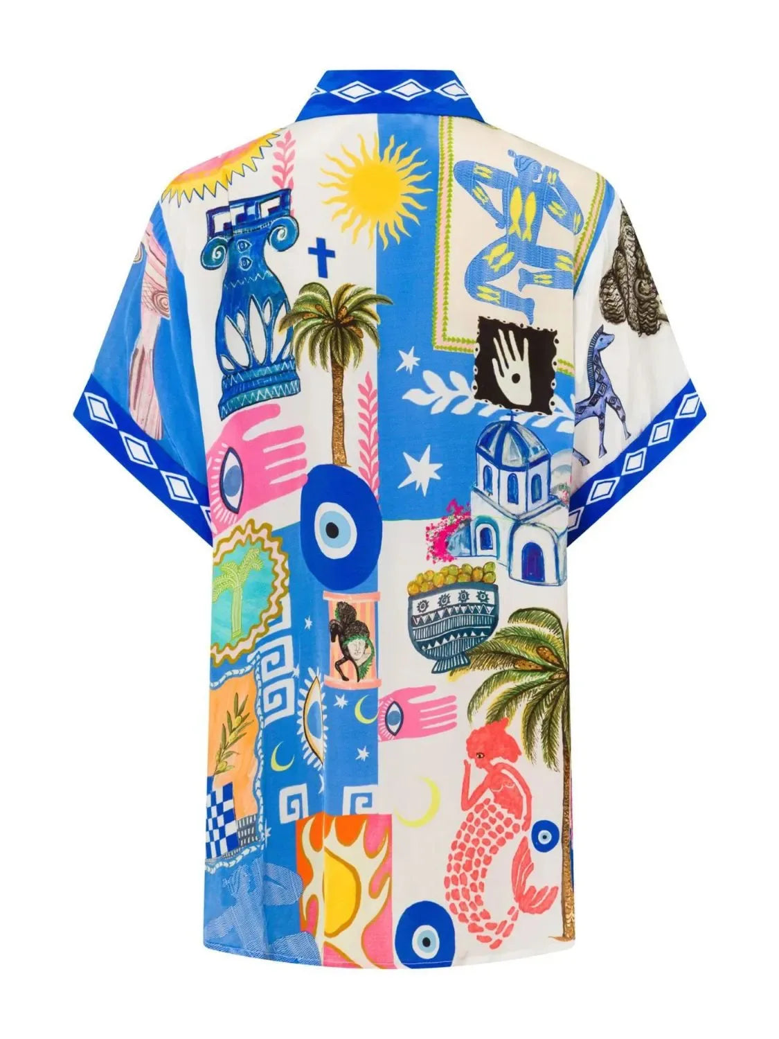 Abstract Button Up Shorts Set Bazaare Mart Button Up Half Sleeve Top and Shorts Set