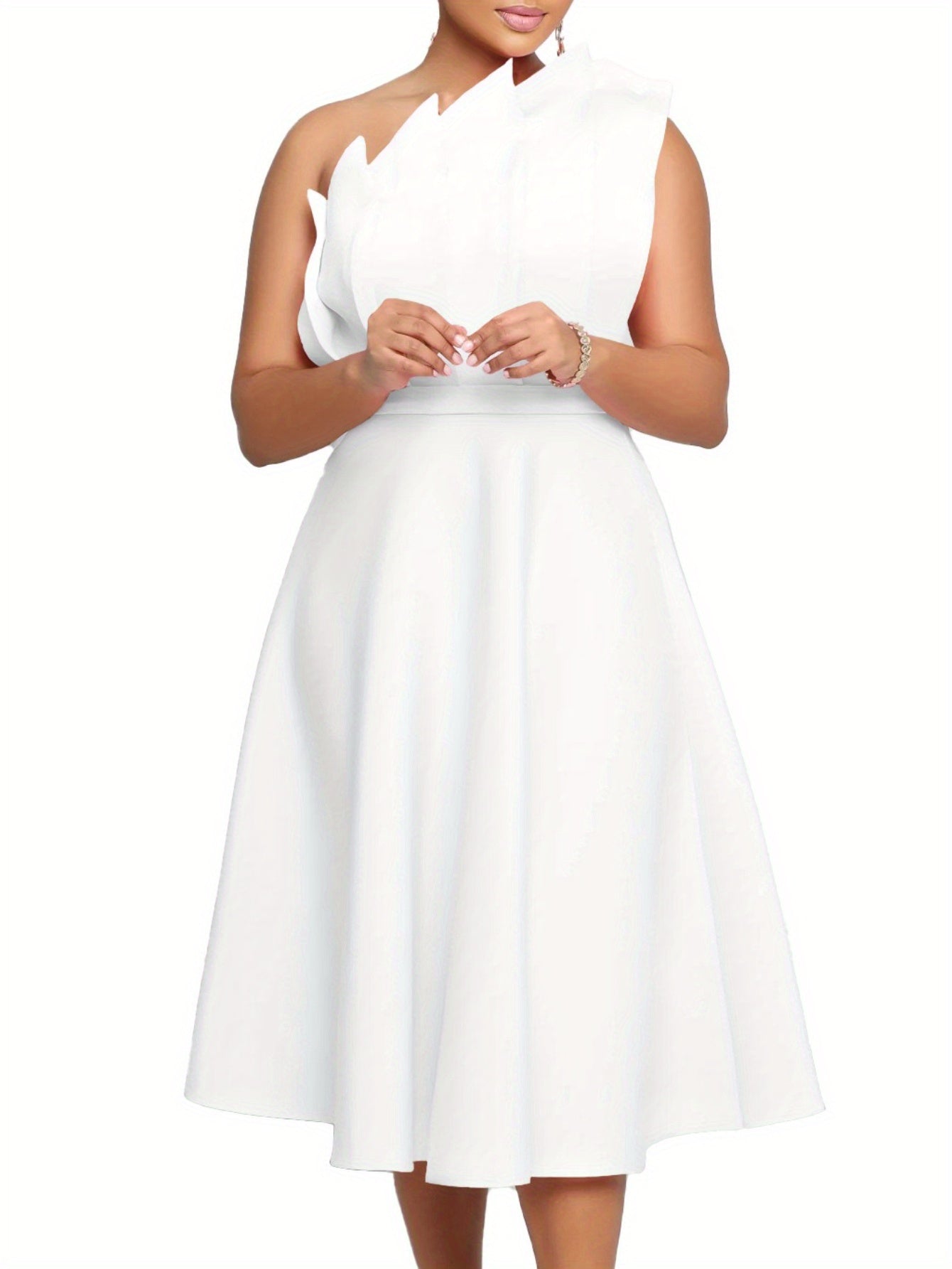 Pleated High-Waisted Bridesmaid Dress