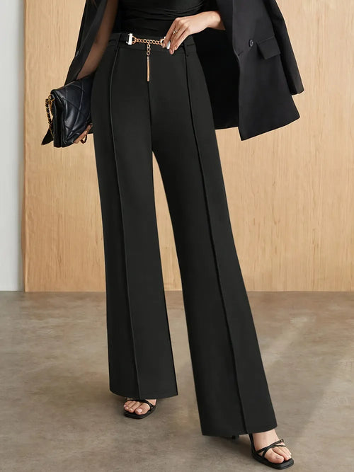 Chain Detail High Waist Pants Black Trendsi Chain Detail High Waist Pants
