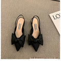 French-Style Bow Pointed Toe Flats – Elegant Slip-On Closed-Toe Sandals for Women Black CJ Dropshipping Pointed Toe Low Heel Dot Slings