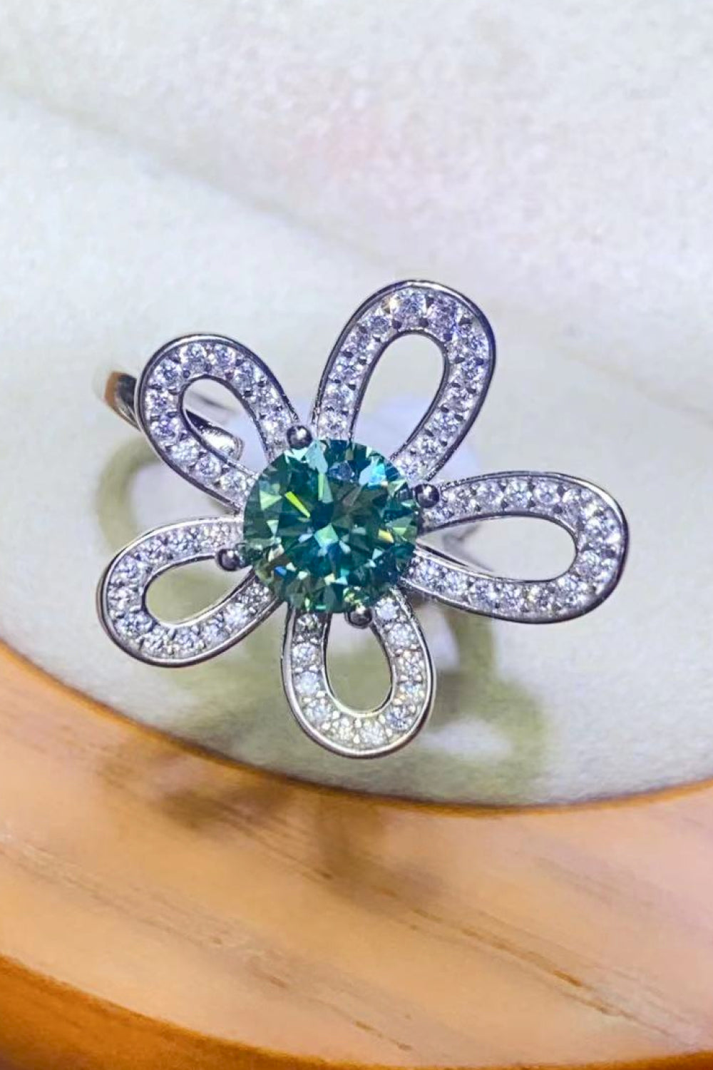 Moissanite Flower Shaped Ring