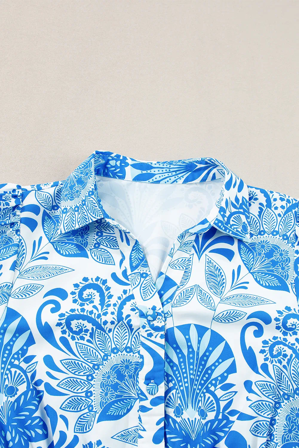 Retro Blue Floral Ruffled Mini Dress Bazaare Mart Dresses/Floral Dresses