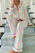 Rainbow Heart Pajama Set White 95%Polyester+5%Elastane Bazaarre Mart Loungewear & Sleepwear/Sleepwear