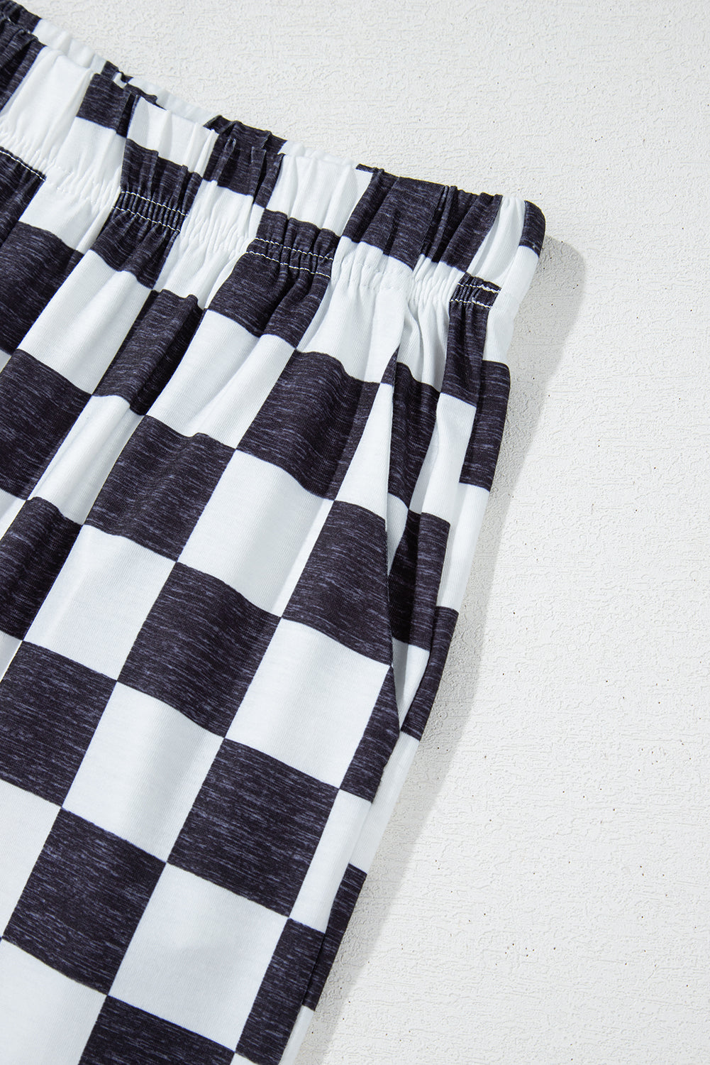 B&W Checkered Print High Waist Wide Leg Pants