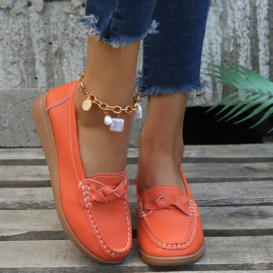 Orange  Wedge Heeled Loafers