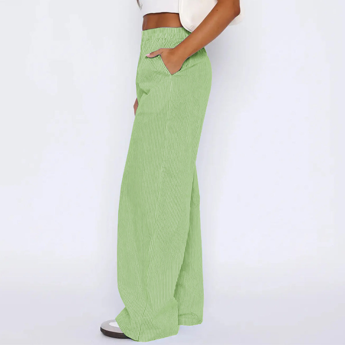 Pin Striped Wide Straight Leg Pants