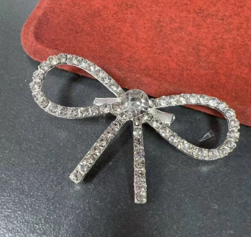 Rhinestone Bow Brooch