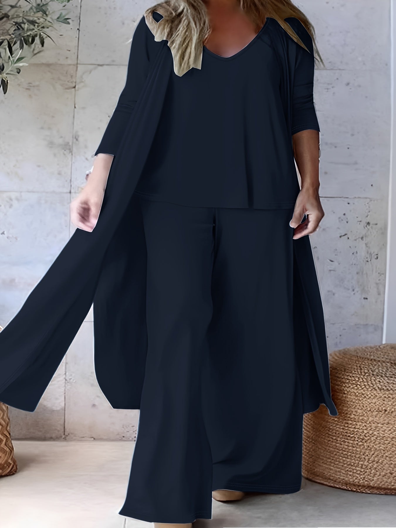 Billowy Plus Size 3pcs Pants Set