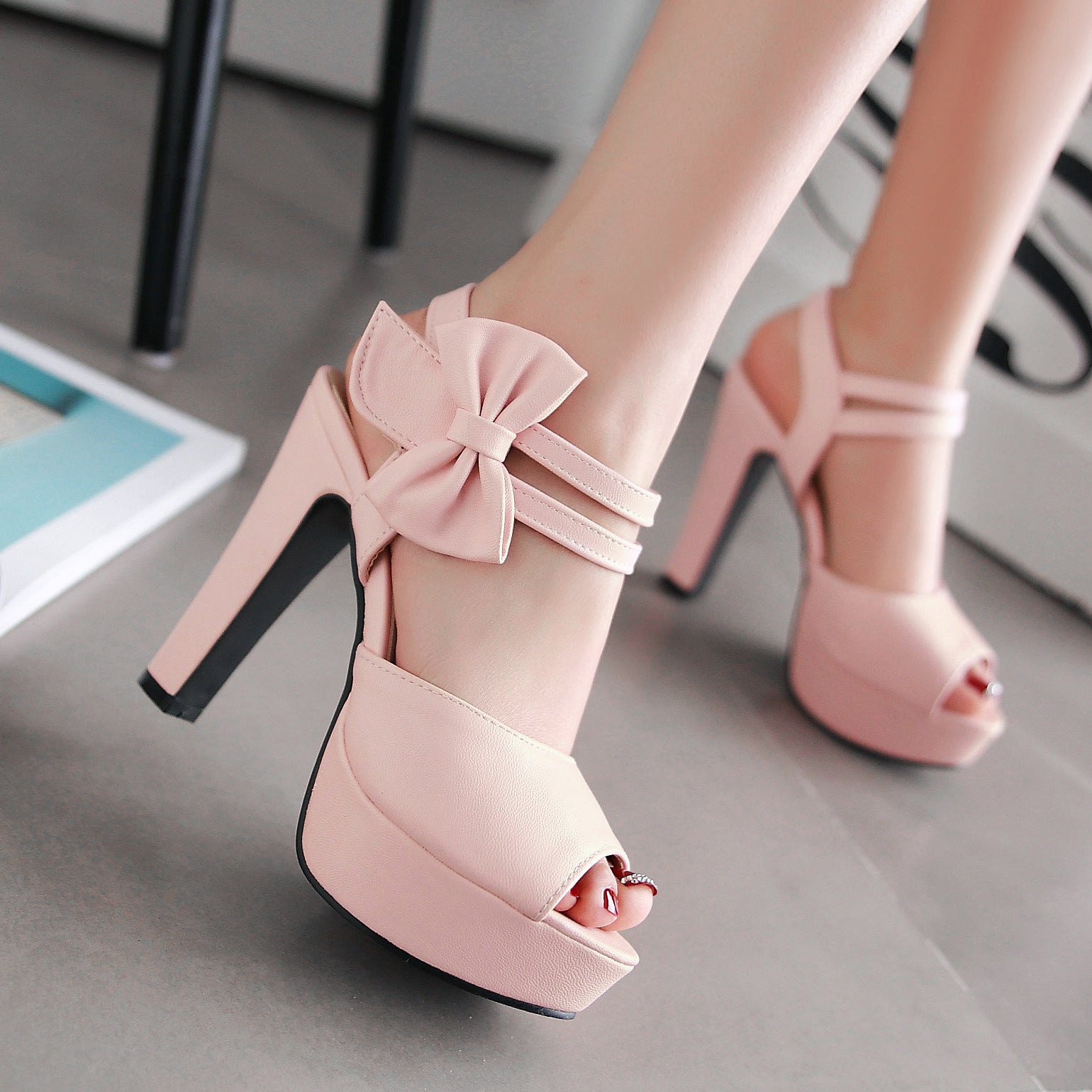 Women’s Elegant Bow Peep-Toe High Heel Sandal CJ Dropshipping Platform High Heel Open Toe Bow Sandals
