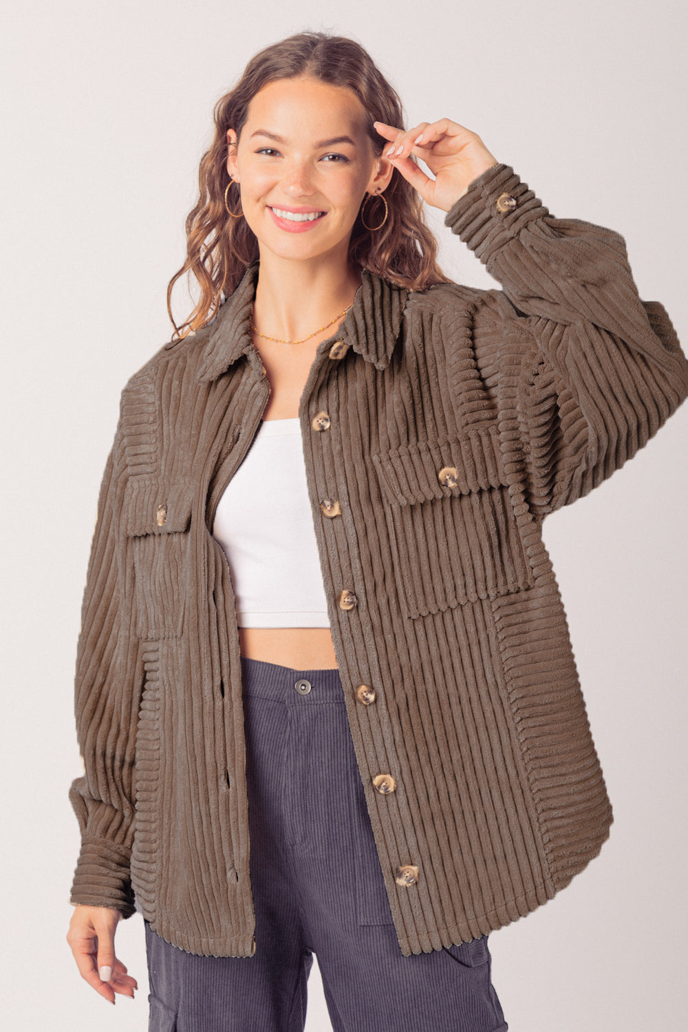 Women's Corduroy Shirt Coat