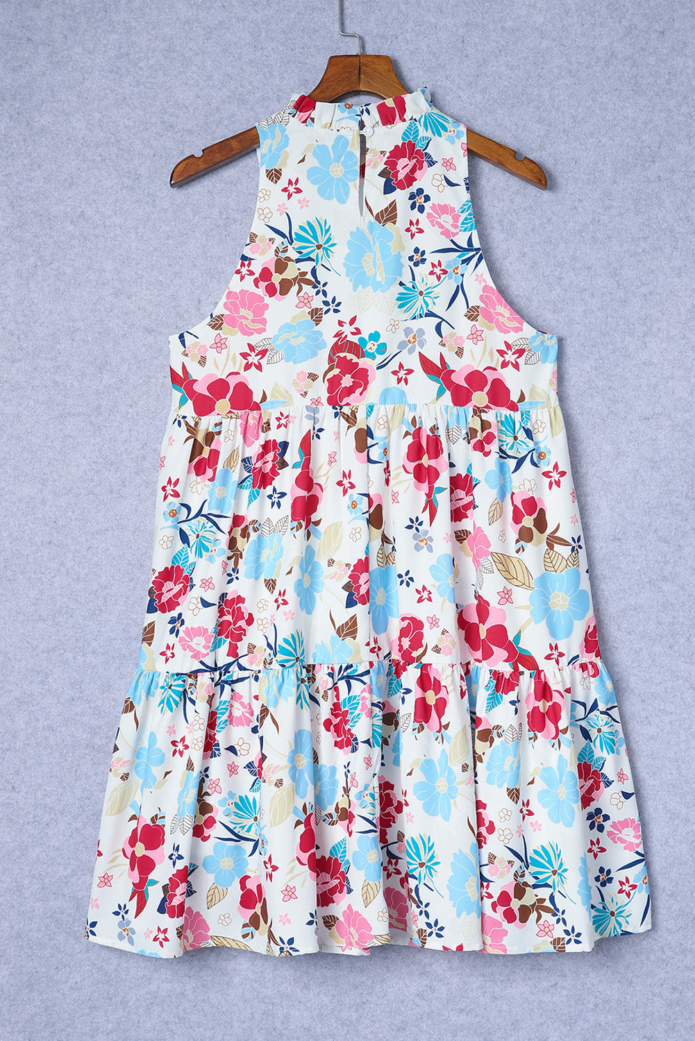 White Floral Grecian Neck Dress