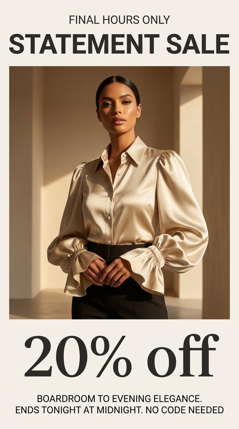 Fancy Satin Ruffled Cuff Long Puffed Sleeves Bazaare Mart Long Sleeve Button Up Blouse