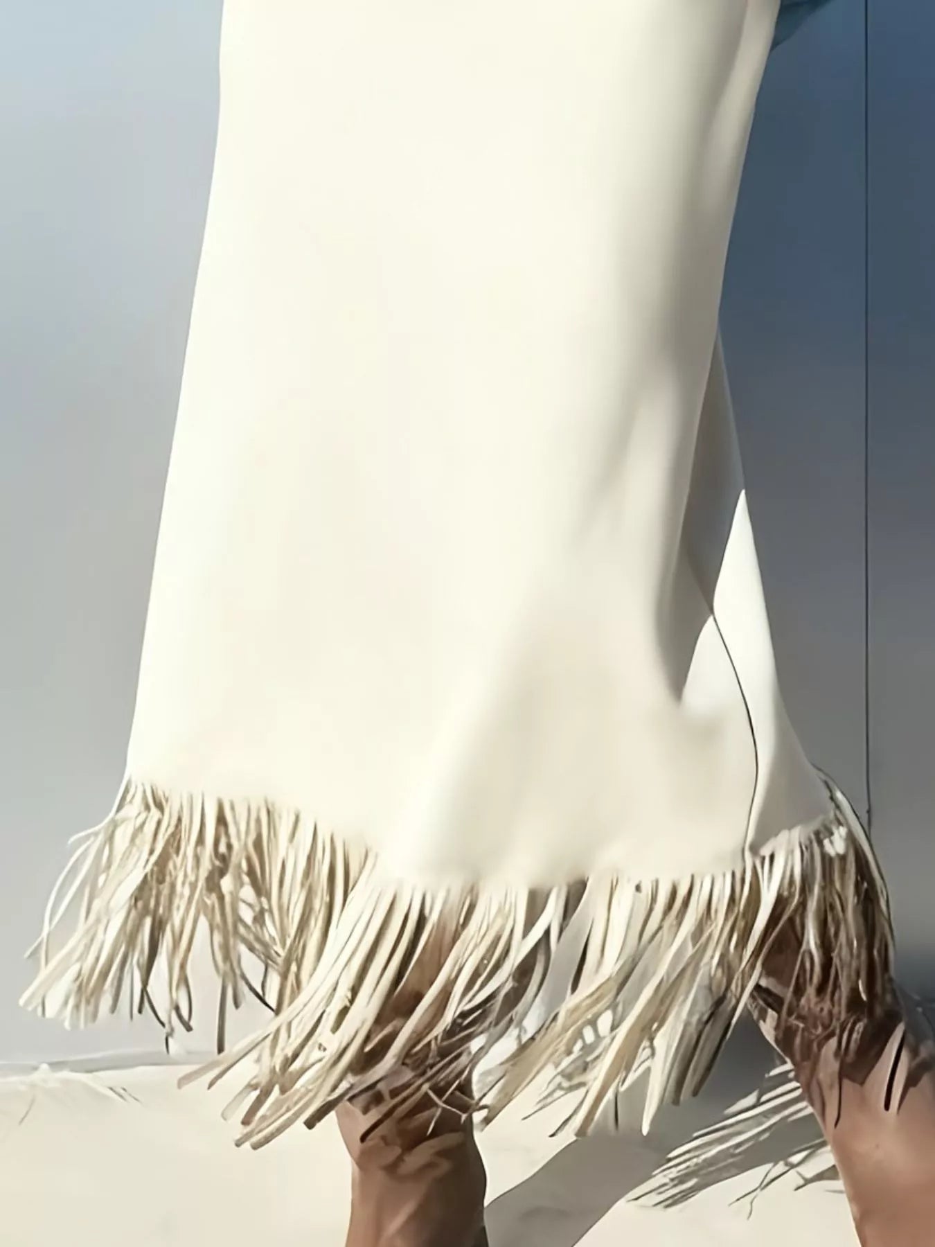 Suede Fringe Midi Skirt Trendsi Suede Fringe Midi Skirt