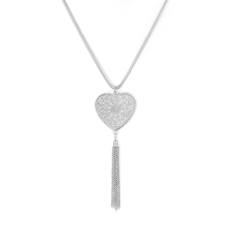 Long Filigree Pendant Tassel Necklace