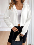 Ivy Lane Zip Up Dropped Shoulder Hooded Jacket White Bazaare Mart Ivy Lane Zip Up Dropped Shoulder Hoodie