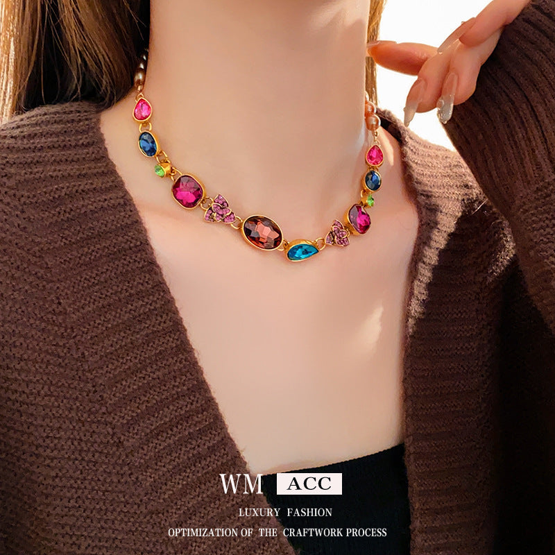 Colorful French Water Drop Necklace and Earrings