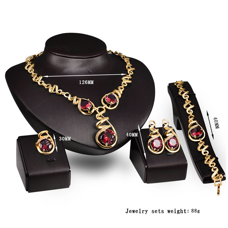 Ladies Banquet Necklace Jewelry Four-piece Set