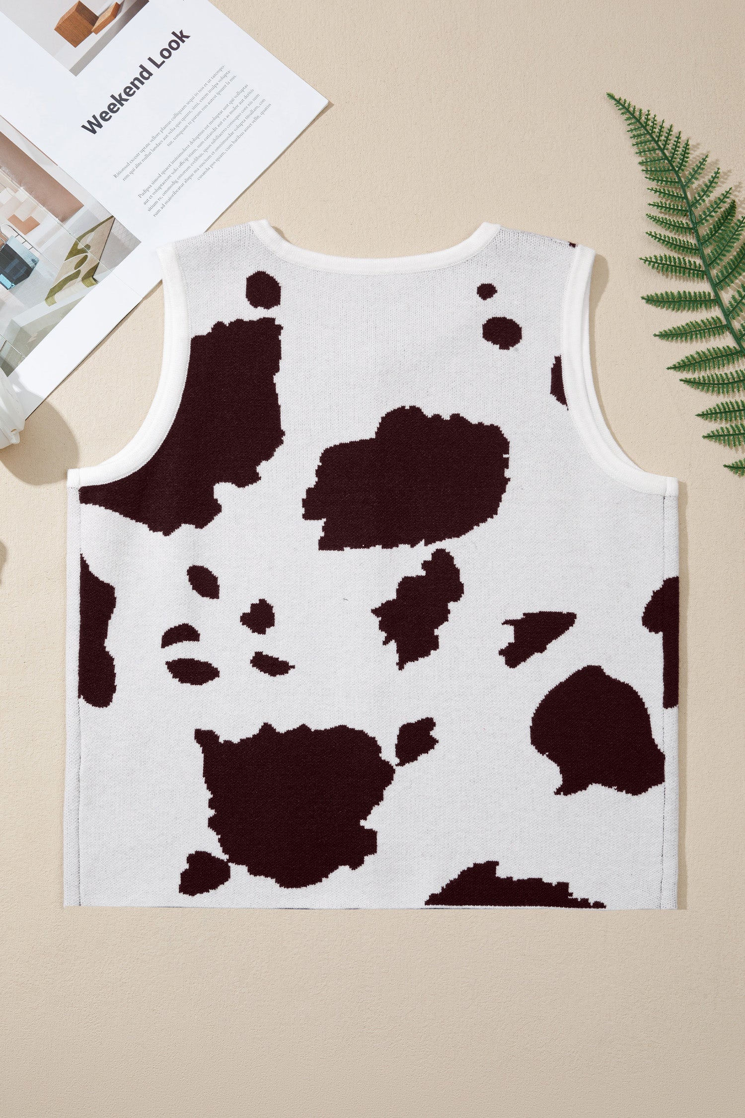 Western Cow Print Sweater Vest – Button Down Sleeveless Knit Top for Women Dear-Lover Dropshipping Sweaters & Cardigans/Sweater Vests