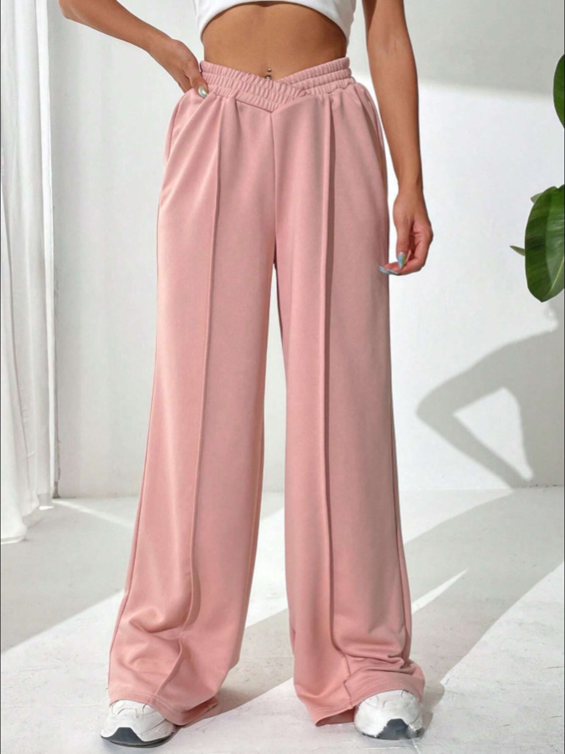 Elastic Waist Wide Leg Sweatpants