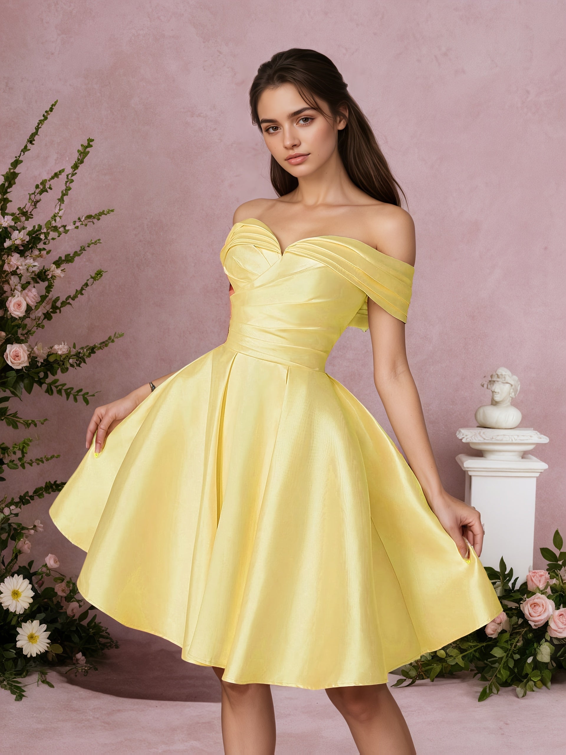Elegant Sweetheart Off Shoulder Full Skirt Party Dress