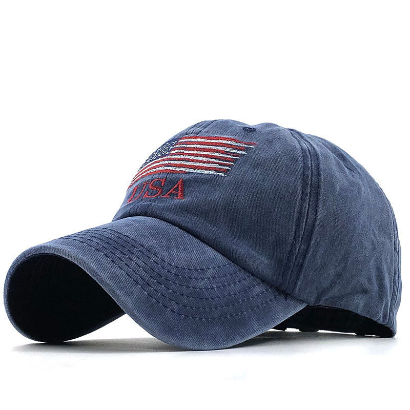 Washed Distressed USA Flag Baseball Cap