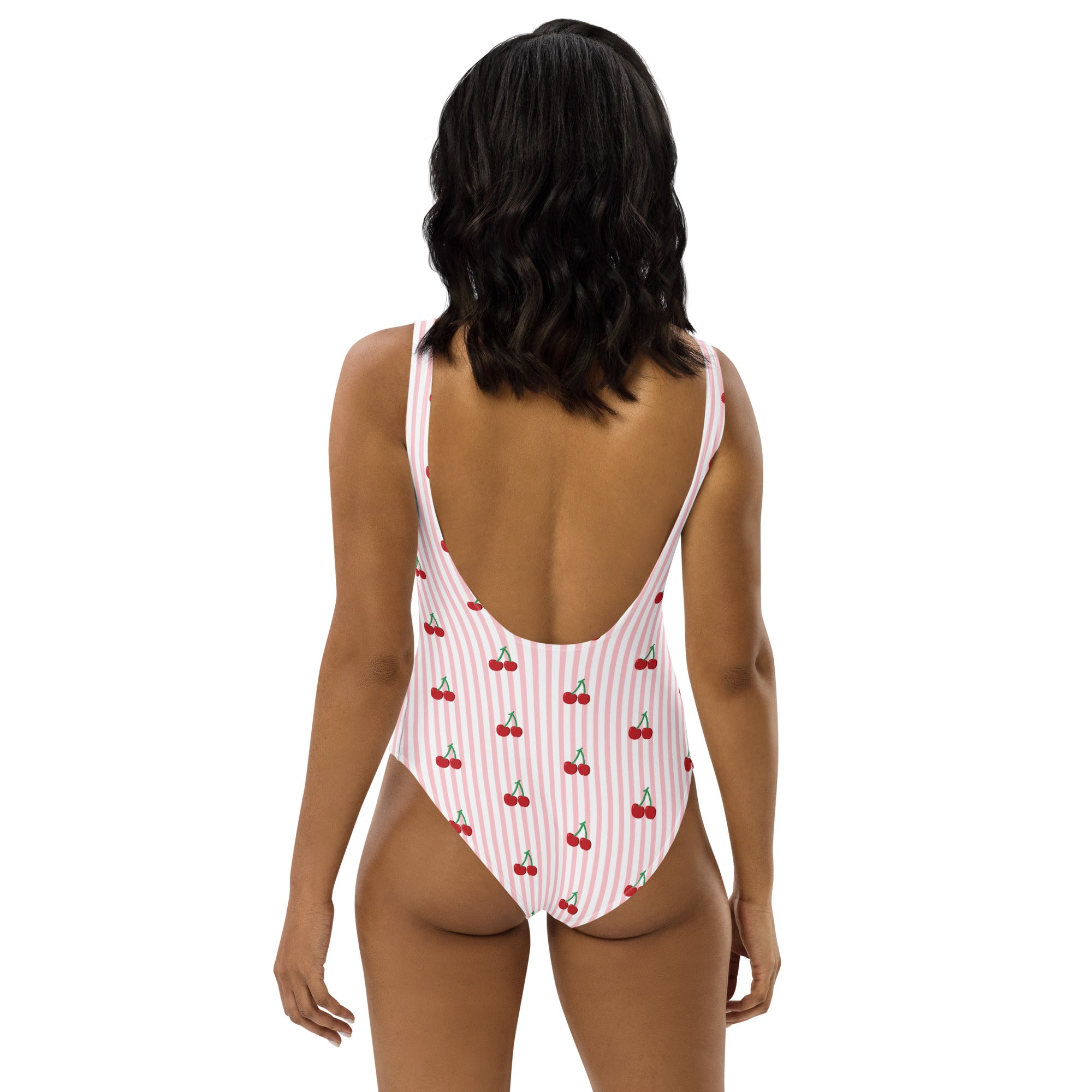 Striped Cherry One-Piece Swimsuit