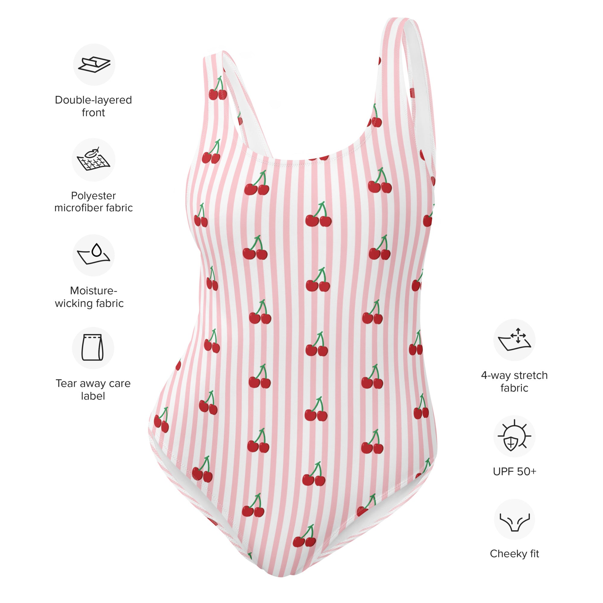 Striped Cherry One-Piece Swimsuit