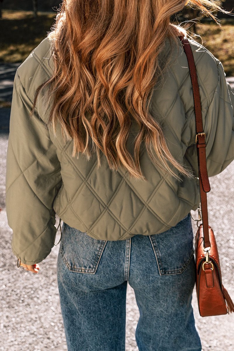 Army Green Quilted Puffer Jacket - Bazaare Mart