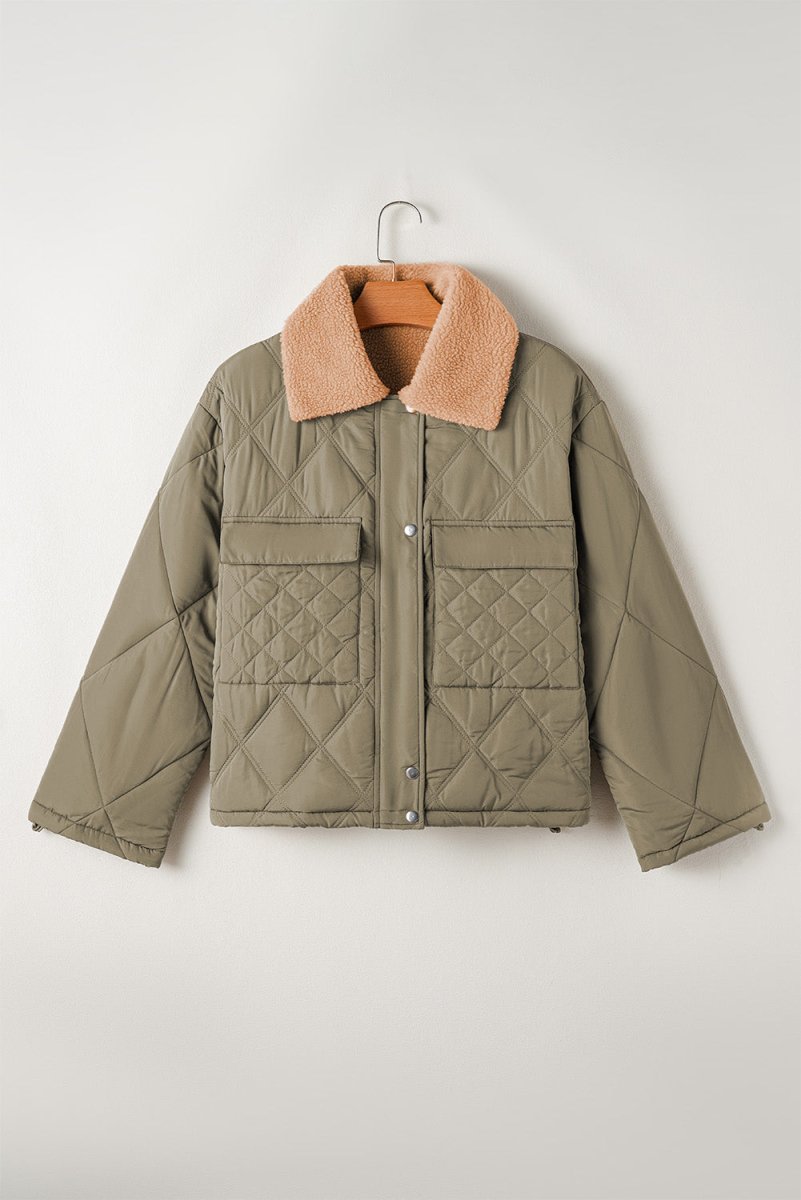 Army Green Quilted Puffer Jacket - Bazaare Mart